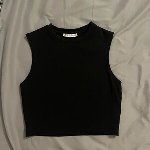 Zara Stretch Cotton Black Crop Top